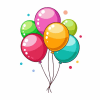 helium-filled balloons on a weight
