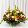 A bold, celebratory centerpiece that catches the eye with a warm orange-and-white