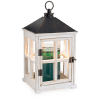 White wooden lantern with a glass candle holder inside