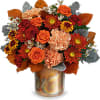 Take a shine to fall d&eacute;cor with this shimmering, copper-hued metal keepsake