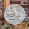 Round memorial plaque with an angel and the words 'Forever in our Hearts'