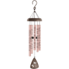 Hanging wind chime with pink tubes and a brown top
