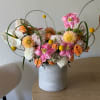 Stunning ceramic vase full of Dahlies, and other mixed flowers