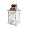 White memorial lantern with a gold top and printed condolence message