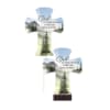 Two memorial cross signs reading "Dad in our hearts forever and always"