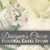 White funeral easel spray with lilies and alstroemeria