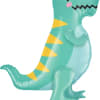 Teal T-REX Helium balloon, complete with a leash and moving arms. 