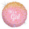 18" Shimmery Pink, It's a Girl  Helium Balloon