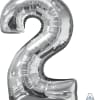 Mid- Size Silver Number 2 Helium Balloon