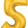 Gold Number 5 Mid-Size Foil Balloon, Helium Balloon