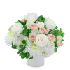 White and blush rose bouquet in a white vase
