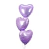 Three lavender heart-shaped balloons on a white background