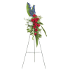 This standing spray is a honorable display of red, white, and blue
