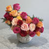 Three Dozen premium Ecuadorian Roses in rustic ceramic vase.