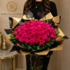 75 Roses Round Bouquet: Fresh cut Roses with european style wrapping in