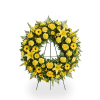 Yellow floral wreath on a standing easel