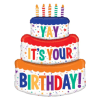 Select this grand and colorful birthday cake mylar balloon.