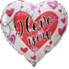 Heart-shaped balloon with "Love you" text and colorful hearts