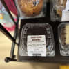Packaged brownie in a clear plastic clamshell container