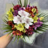 Introduction our alstroemerias lovers bouquet, beautifully arranged with greenery. 
Standard size has