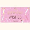 Pink birthday wishes card with gold lettering and confetti design