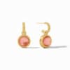 Gold Fleur-de-Lis Hoop and Charm Earring with Iridescent Melon colored stone

Discover the