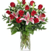BEAUTIFUL RED ROSES AND STUNNING ORIENTAL LILIES.