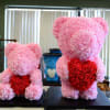 These gorgeous Teddy bear are made of soft synthetic fabric roses in