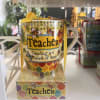 Decorative teacher mug gift set with a yellow ribbon