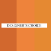 Abstract orange color blocks with the words DESIGNER'S CHOICE in the center.