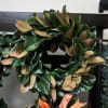 Large green and tan wreath made of magnolia leaves