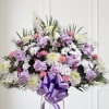 Lavender, pink and white standing basket 