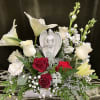 Here we have a thoughtful flower gift with a keepsake angel, the