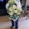 A lush cascade of white roses and pale green hydrangeas-this large bridal
