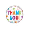 Round foil balloon with colorful "THANK YOU" text and stars