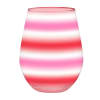 Pink and white striped glass vase
