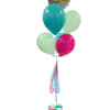 Cluster of colorful balloons with a "You're Awesome" balloon and tassels