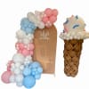 Balloon ice cream cone and pastel balloon number display