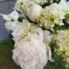 White floral bouquet with hydrangeas and peonies