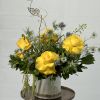 Beautiful yellow roses , greenery and flowers box is a great combination
