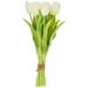 Bundle of white tulips tied with twine