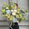 Stunning bouquet of Hydrangeas, Delphinium, and other mixed flowers