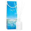 Blue fragrance diffuser box with a white reed diffuser bottle