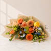 Attracting attention with its vivacious color palette, the bouquet calls upon the