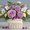 Lavender roses take center stage in this joyful birthday bouquet, a Sweet