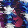 Electric-blue orchid leis that read like a bold island celebration - perfect