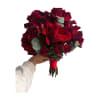 A rich, romantic bouquet made for the bold bride. Deep red roses