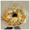 Bouquet of yellow and white roses with small white daisies