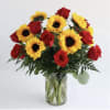 Red Roses Yellow Sunflower and filler