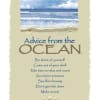 Beach-themed wall art with an ocean scene and blue inspirational text titled Advice from the Ocean.